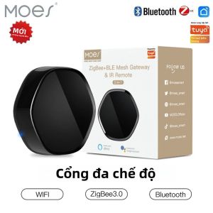 Cổng Thông Minh ZigBee MOES Tuya Hub Bluetooth Mesh Với Điều Khiển Từ Xa Hồng Ngoại 38K Điều Khiển Bằng Giọng Nói 2 Trong 1 Cho Alexa Google Home Bộ Điều Khiển Nhà Thông Minh