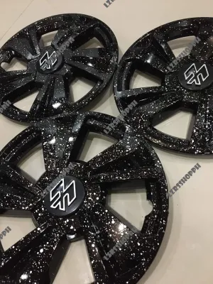 RIM COVER SET (3 PIECES) for BAJAJ RE TVS KING PIAGGIO (COLOR BLACK WITH BRACKETS & CENTER CAPS)