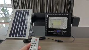 FUJISHIN Solar Multifunctional LED Light Indoor Outdoor Waterproof Flood IP67 Remote Control Solar Panel Night Light