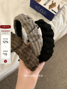  Stripe Folded Womens Hairband Suzyacc Kr Vintage High-end Feeling New 2024 Korean Style Fashionable Hair Accessory