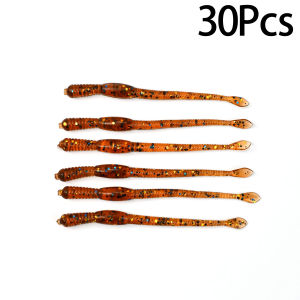 Topranc 30Pcs PVC Soft Fish Baits Artificial Simulation Earthworm Worm Lifelike Carp Fishing Lures Fishing Accessories