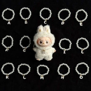 Mini 10CM Labubu Pendant Accessories Letter Pearl Necklace For Labubu V4 Pin For Love Series Doll Labubu Clothes Accessories