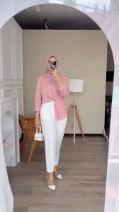 Atasan Kemeja Polos Wanita Bahan Rayon Twill Ukuran Jumbo XXXL & XXXXL