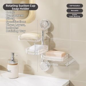 BAOJIAWANG | Wall-mounted Soap Holder with Suction Cups Rotating Multiple-layered