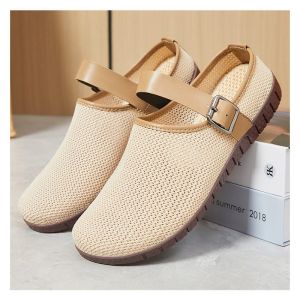 IELGY 2025 Womens Apricot Spring Style Versatile Retro Soft-soled Sandals Ins Slippers Casual Mesh