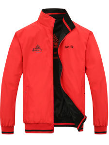 Áo Khoác Nam Mùa Xuân Thu Hai Mặt Chống Gió Thể Thao Màu Đỏ Áo Khoác Ngoài Thường Ngày Thời Trang Công Sở Cài Khóa Kéo