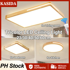 KASIDA ceiling light with remote tricolor dimming ceiling lights modern design Wooden Ultra thin ultra bright  ceiling lamp center lights for ceiling living room ceiling light led lights for house ceiling bedroom kitchen hallway corridor light