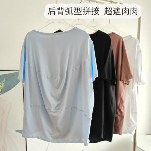 Loose Yoga Top One-Shoulder Running Sport T-Shirt Short-Sleeve Fitness Clothes Lightweight Breathable Womens Summer Wear