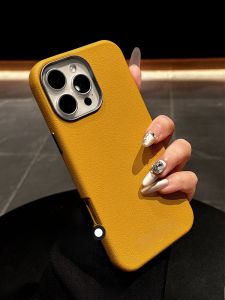 DAIMANG | Anti-Slip Leather Case for iPhone 16 Pro Max 15 Pro 14 13 PM Yellow