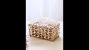 Romantika Gold Crystal Tissue Box luxury European-style Ins style napkins storage box Home decoration Restaurant Hotel Tableware