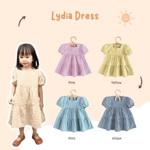 Yobebee Dress Kotak Anak Perempuan Usia 1 2 3 4 5 Tahun Baju Bayi Korea Gaun Babydoll Daster Kids Motif Plaid Warna Pastel Katun Lembut Model Baju Casual Harian Main Santai Anak Cewek