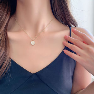 สร้อยคอรูปหัวใจสำหรับผู้หญิง เครื่องประดับแฟชั่นระดับไฮเอนด์ สายคอสั้น ดีไซน์เก๋ไก๋ ประดับเพชรตาแมว สายโซ่กระดูกไหปลาร้า สำหรับนักเรียน