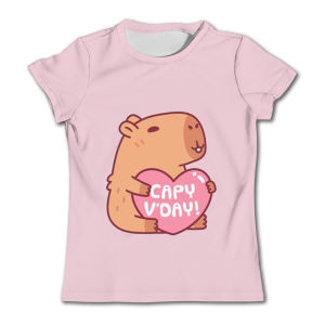 Cute Capybara Loves Bubble Tea print kids T-Shirt summer childrens pure cotton short-sleeved casual tops boys and girls gifts