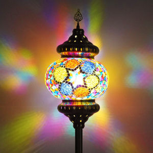 Turkish Mosaic Floor Lamp Bohemian Style Handmade Colorful Glass Floor Light Living Room Study Exhibition Hall Hotel Coffee Shop Light