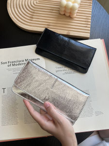 New Womens Multi-Functional Long Leather Wallet Thin Cowhide Handbag Multi-Card Slot Simple Design Student Friendly