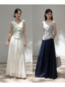 Cantonstory | Summer Lightweight Apricot Relaxed-fit High-waist Trousers