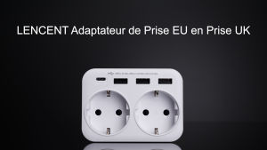 Lencent Liên minh Châu Âu sang Anh rắc cắm Bộ chuyển đổi Anh Đầu sạc du lịch với 3 cổng USB và 1 cổng USB-C Bộ nạp điện Bộ biến đổi Châu Âu 2 pin đến UK 3 pin cho Singapore Malaysia HK Scotland Ireland Wales Maldives Great britain bộ chuyển đổi