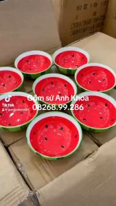 Bát Ăn Cơm Bát Chè Đĩa Sứ Chén Dĩa Sứ Dễ Thương Cute Decor Cao Cấp Bát Cơm Hình Quả Dưa Hấu Xinh Yêu