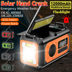 AM/FM/NOAA Radio 12000mAh Weather Alert Radio Portable Solar Hand Crank Radio Reading Lamp with Flashlight Emergency Radio