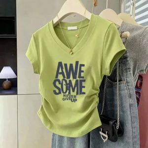 V.C.I | Letter Print V-Neck T-Shirt Womens