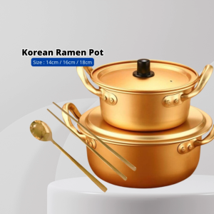 YU Ready Stock Korean Ramen Pot / Aluminium Cookware Pot / Korean Pot / Periuk Telinga / Cooking Pot / Double Handle Pot