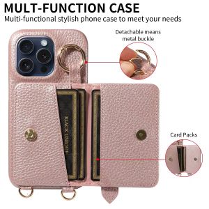 Leather Phone Case for IPhone 17ProMax 17Pro 17E 17 AIR Stylish Multifunctional Protective Case with Lanyard Zipper and Wallet.