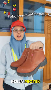 Sepatu Safety Pria Wanita Skn Mirip King Kulit Resleting Moka Pabrik Proyek Lapangan Mekanik Sol Karet Terbaik Anti Slip