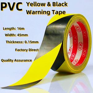 PVC yellow and black warning tape floor tape zebra tape 4.5cm wide and 16M long red and white pvc demarcation tape zebra floor tape warning landmark sticker floor fire building shopping mall workshop 5S division area tape