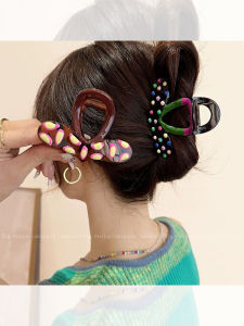 คลิปหนีบผมรูปหัวใจสีบล็อกสุดเก๋สำหรับผู้หญิง ขนาดกลาง คลิปหนีบผมรูปฉลาม คลิปหนีบผมสำหรับผมครึ่งหัว ตกแต่งผม ดีไซน์เก๋ไก๋