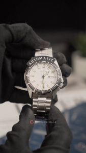 Jam Tangan Pria Alba Mechanical AL4721X1 Automatic Black Bezel White Dial Silver Stainless Steel Strap