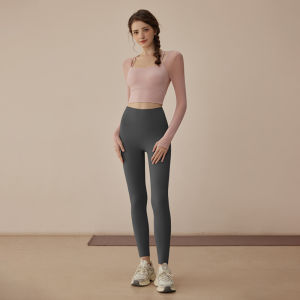 VOJ Womens Yoga Fitness Long Sleeve Top Quick Dry Pilates Training Wear Autumn Winter New Style with Chest Strap Slim Fit