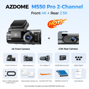 Azdome | AZDOME Dash Cam M550 Pro 4K Car Camera GPS ADAS 5.8G WiFi Voice Control Parking Mode Super Night Vision 2.5K Rear Video Recorder