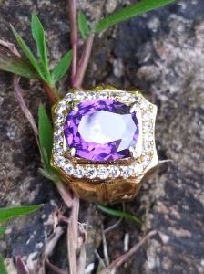 Cincin Batu Permata Kecubung Crystal High Quality Ring Alpaka Anti Karat