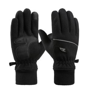 Autumn Winter Men Thickened Fleece Lined Thermal Touchscreen Gloves for Outdoor Cycling Running Mountaineering Driving Windproof