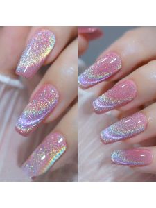 MIANEL 1-10pcs Super Flash Laser Rainbow Cat Eye Gel Nail Polish Versatile Sparkle Cat Eye Diamond Pigment Sparkle Rainbow