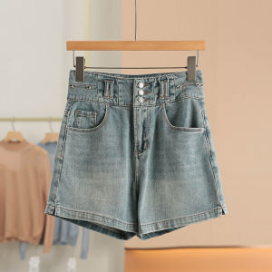 High Waist A-Line Denim Shorts with Lyocell Fiber Summer New Arrival Womens Casual Pants Straight Leg Cotton Blend Shorts