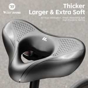 West Biking | WEST BIKING Hollow Bicycle Saddle High-Elastic Shock-Absorbing Widen Bike Seat Cushion PU Breathable Soft Cycling Seat Cushion