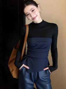 SHANGSHA | Summer Stylish Mature Korean Fashion No Clash Elegance Black T-Shirt