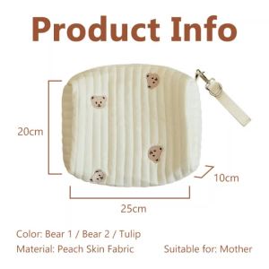 กระเป๋าเก็บของรถเข็นเด็กทารก HamshMoc พร้อมสายห้อยสำหรับแขวนแบบปรับได้มีการออกแบบปักที่เก็บของจำนวนมากสำหรับคุณแม่