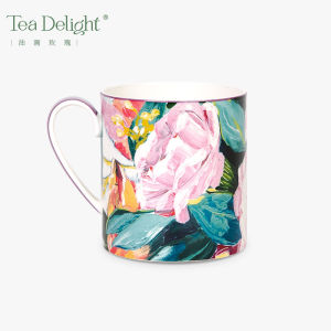 Ceramic Coffee Cup Bone China Mugs Couple Cups Tea Cups Water Cups Oil Painting Rose Pattern Retro Style Universal Capacity