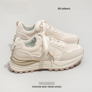 Warrior | รองเท้าผ้าใบหนังsoleหนา สีขาว สำหรับผู้หญิง