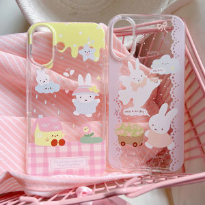 Cute Rabbit Design Soft TPU Phone Case for iPhone 16/17 pro Max/14 pro Apple 15 plus Girls Mobile Phone Protective Cover 13/12 Mini Versatile