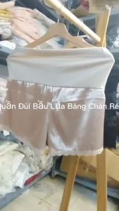 Quần Short Bầu Lụa Chân Ren Mặc Nhà Mùa Hè Có Chun Chỉnh Và Đáp Bụng Chất Mát Dành Cho Phụ Nữ Mang Thai