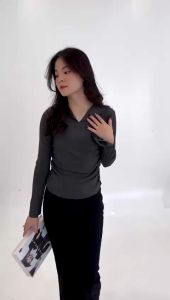 ALOHA Hyorin Knit Unfinish Top Atasan Rajut Wanita Kaos Polo Knit Korean Top Knit Premium - HK217