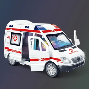 Mini Car Diecast Ambulance Model Police Cars Sound And Light Vehicle Simulation Collection le Holiday Gifts Toys Kids Boys Girls
