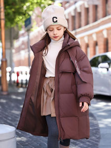Thickened Extended Middle-Length down Jacket for Children White Duck Feather Warm Winter Coat for Girls Kids Casual Wear