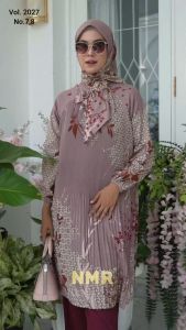 NMR Setelan Celana Kulot Tunik Katun Paris Plisket Vol 2027-8 (Inc Hijab)