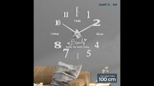 TaffHOME Jam Dinding Besar DIY Giant Wall Clock Quartz 100 cm Silver