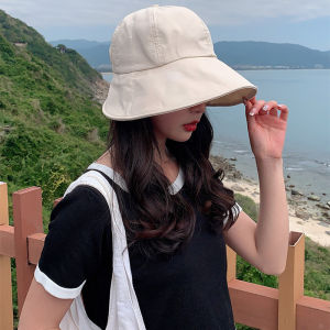 【♡Lovely girls house♡】Empty Top Wide Brim Sun Hat Can Tie High Ponytail Duck Tongue Foldable Cap for Women Couples Outdoor Sunscreen Visor