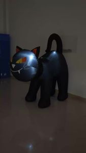 6FT Giant Inflatable Black Cat Halloween DecorBuilt-in LED Light Outdoor Yard Lawn Garden Halloween Haunted House Party Decor